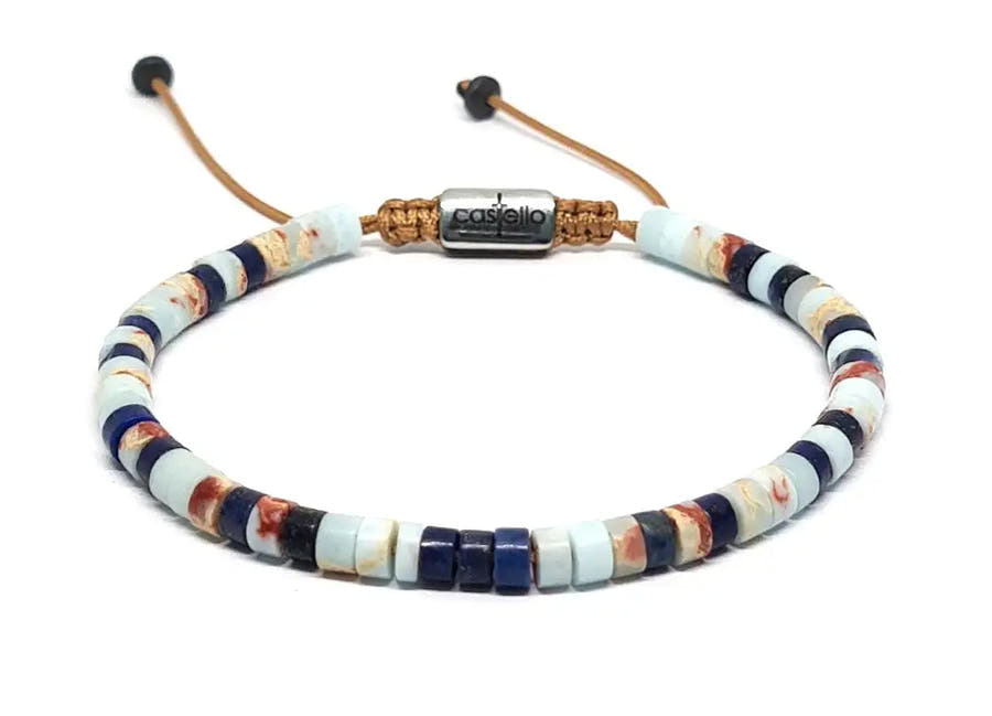 Snakeskin Jasper & Sodalite Tube Bracelet · 4mm