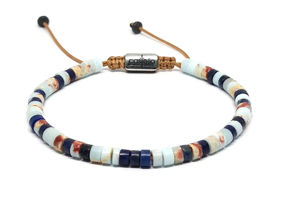 Hand Made Bracelet Snakes Skin, Sodalite Tube Shape Stones 4*2mm