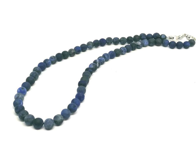 Sodalite Beaded Necklace, Sterling Silver · 6mm
