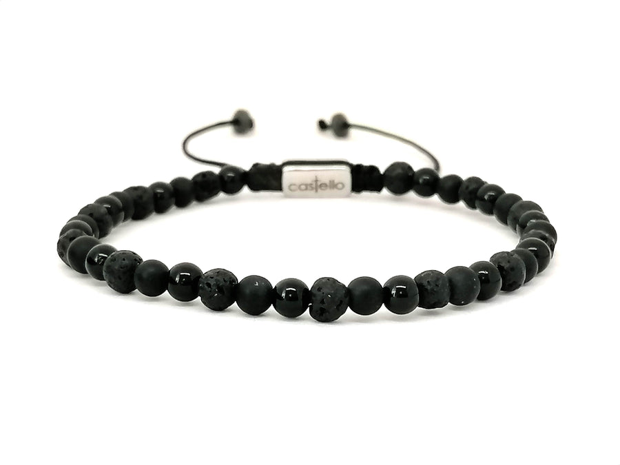 Hand Made Bracelet , Onyx Polish-Mat, Lava, stone 4mm
