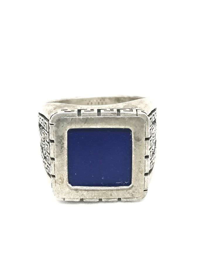 Mens Silver Ring Lapis Lazuli Athena