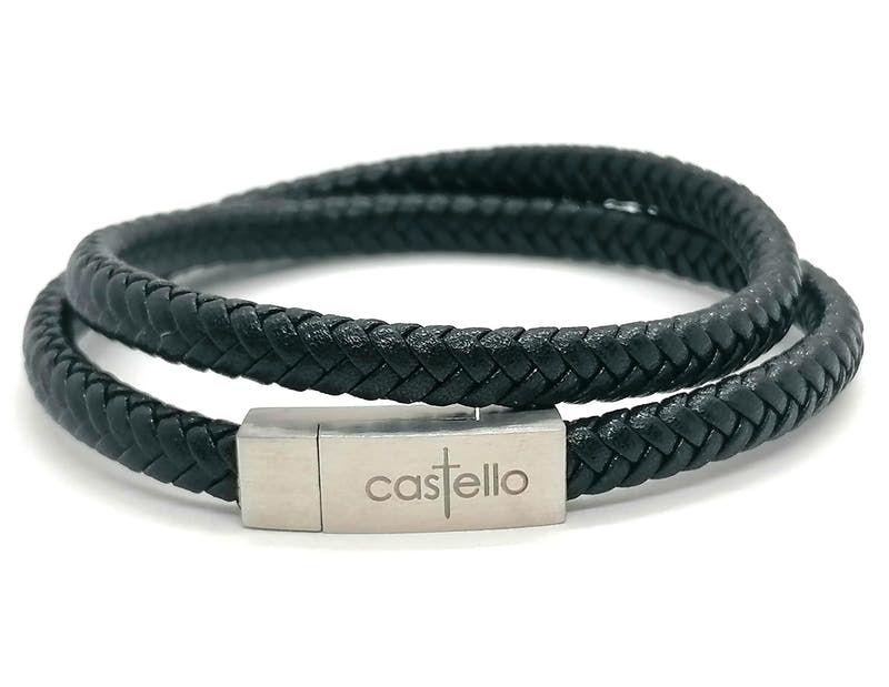 Black Multi-Strand Braided Leather Bracelet · Men's