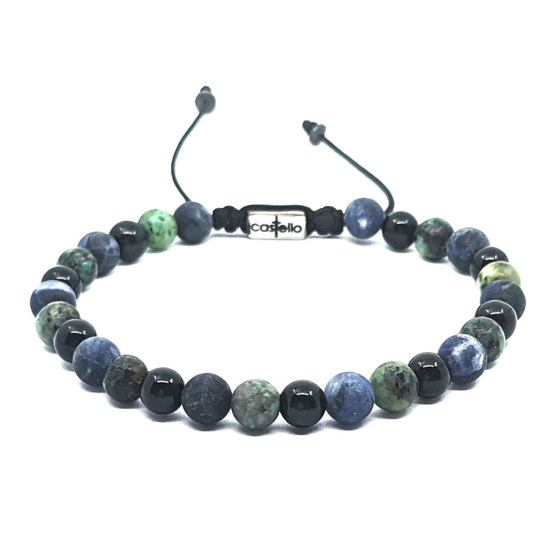 African Turquoise, Onyx & Sodalite Everyday Bracelet · 6mm