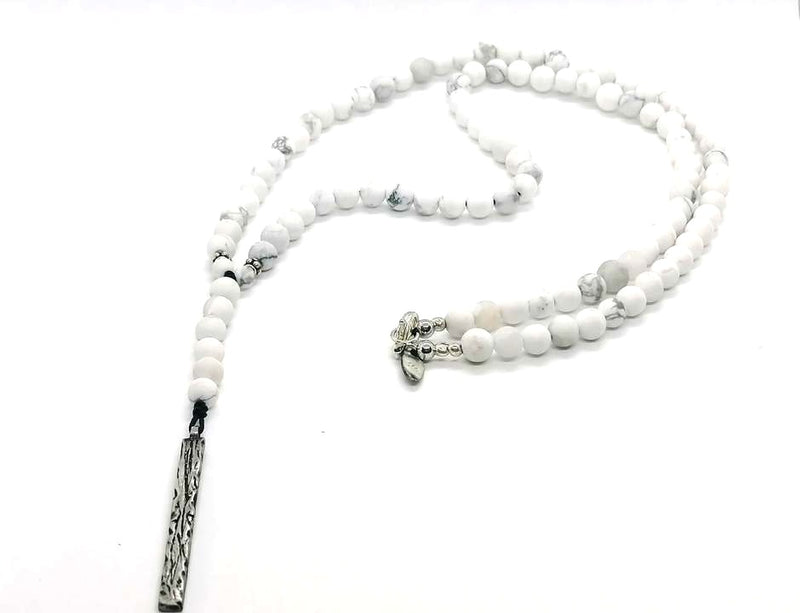 925 silver Beaded Rosario , Howlite stone of 6mm