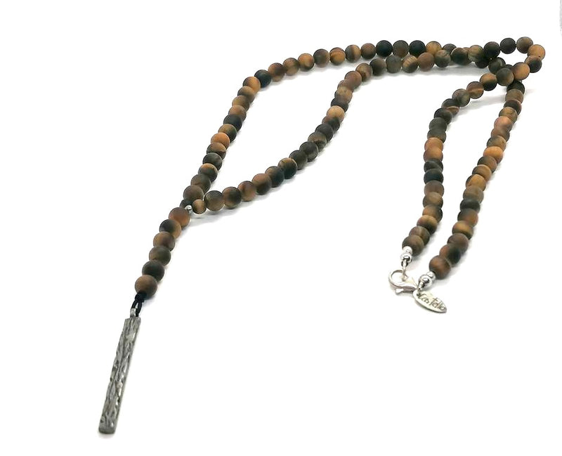 925 silver Beaded Rosario , Tiger's Eye stone of 6mm
