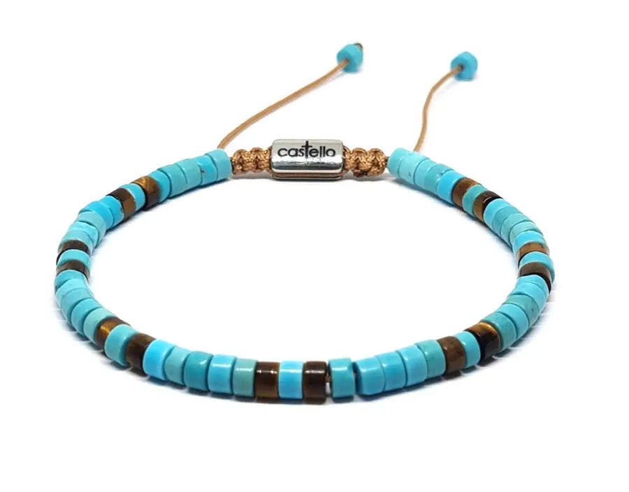 Turquoise & Tiger's Eye Tube Bracelet · 4mm