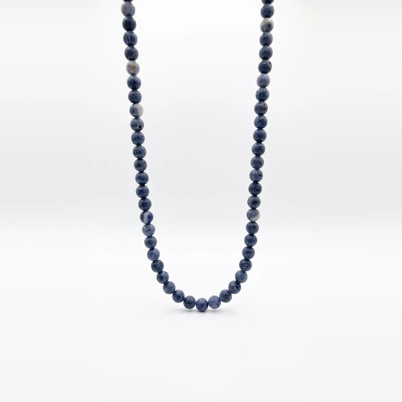 Sodalite Beaded Necklace, Sterling Silver · 6mm