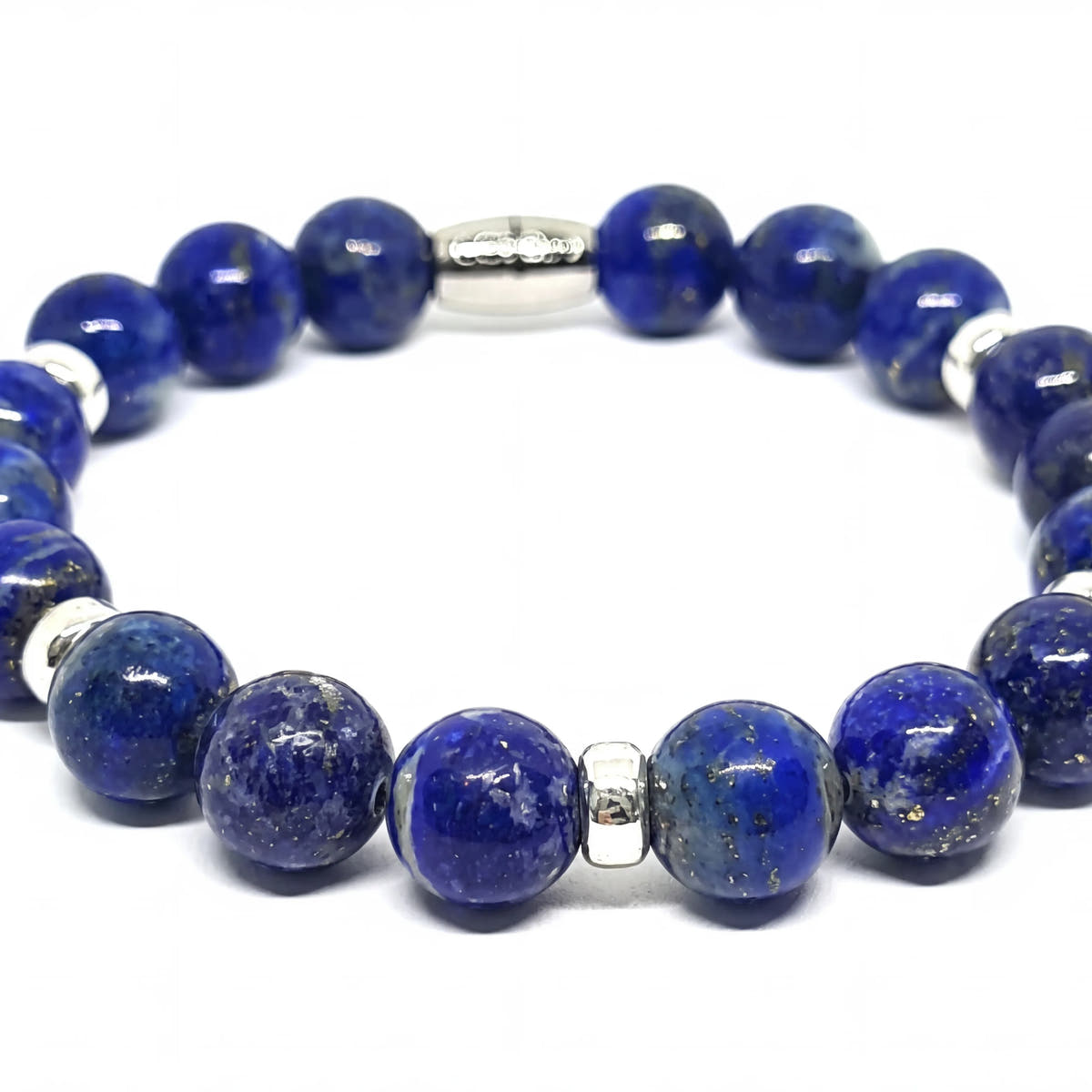 Aegean Lapis Lazuli Sterling Silver Bracelet, 10mm | Castello Jewels