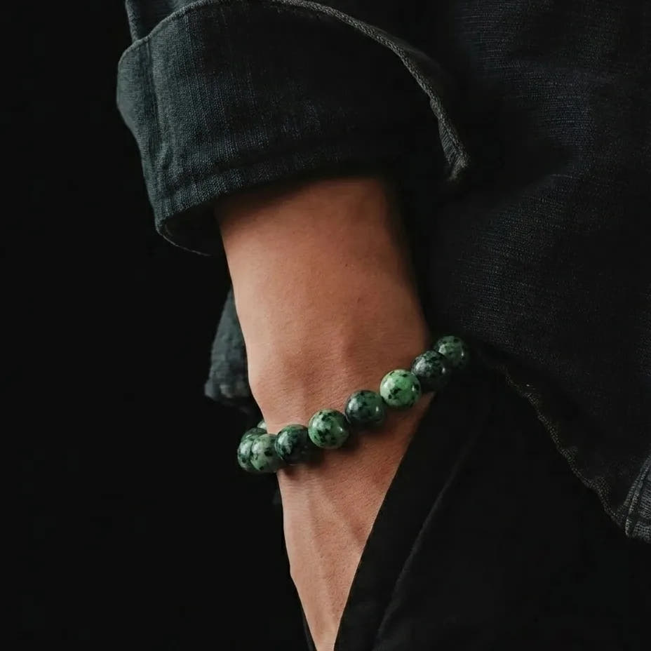 Ruby Zoisite Men's Bracelet, 10mm, view 2 | Castello Jewels