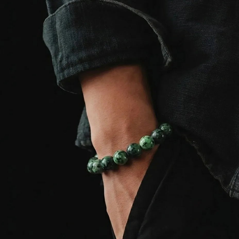 Ruby Zoisite Men's Bracelet, 10mm, view 2 | Castello Jewels