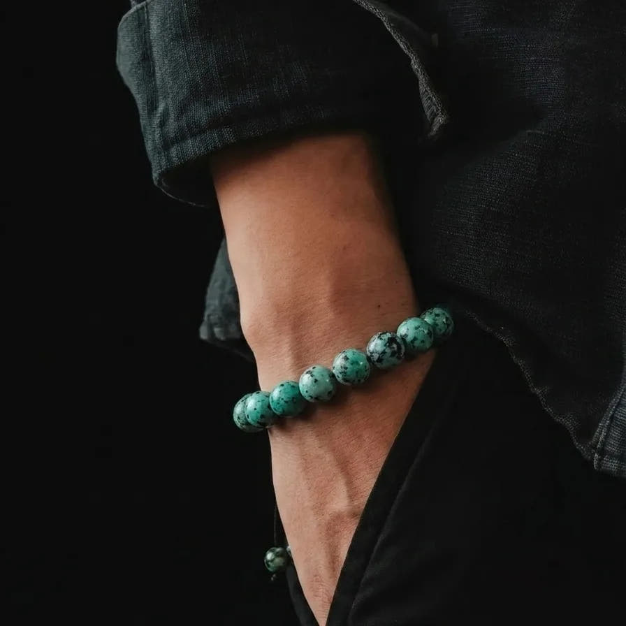 African Turquoise Unisex Bracelet · 10mm