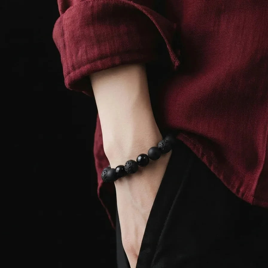 Onyx & Lava Bracelet, 10mm, view 2 | Castello Jewels