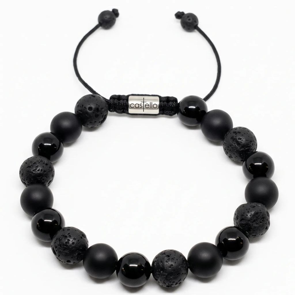 Onyx & Lava Bracelet, 10mm | Castello Jewels