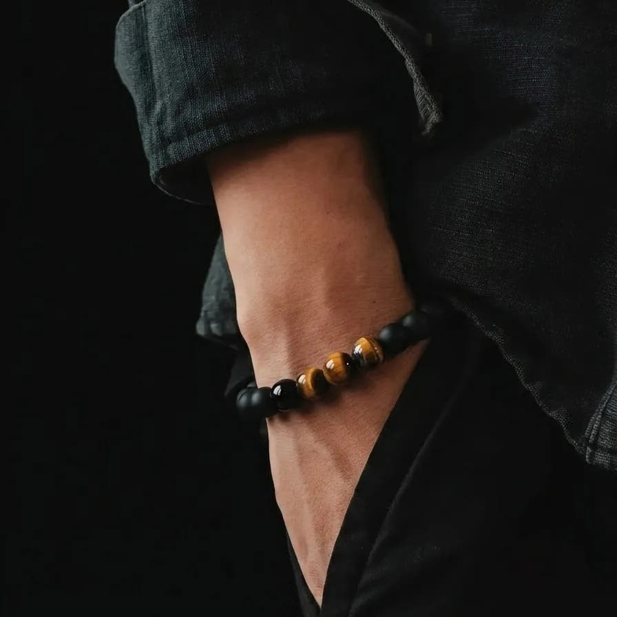 Tiger's Eye & Onyx Men's Bracelet · 10mm