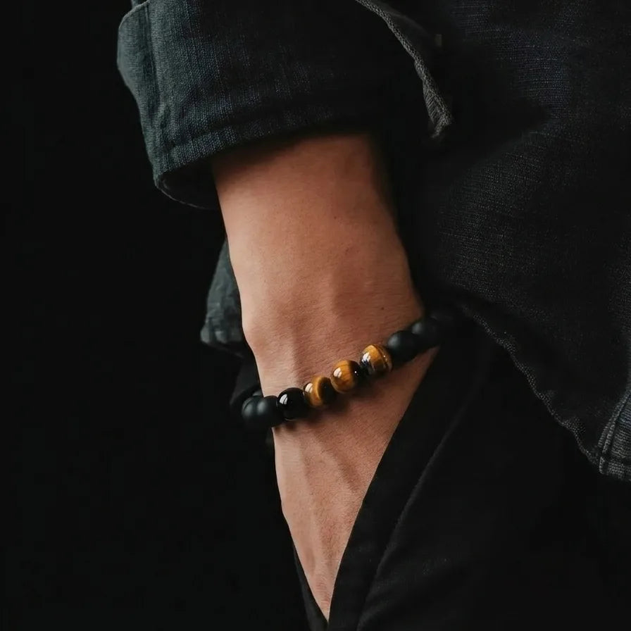 Tiger's Eye & Onyx Men's Bracelet · 10mm