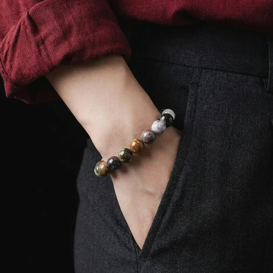 Ocean Stone Stacking Bracelet, 10mm, view 2 | Castello Jewels