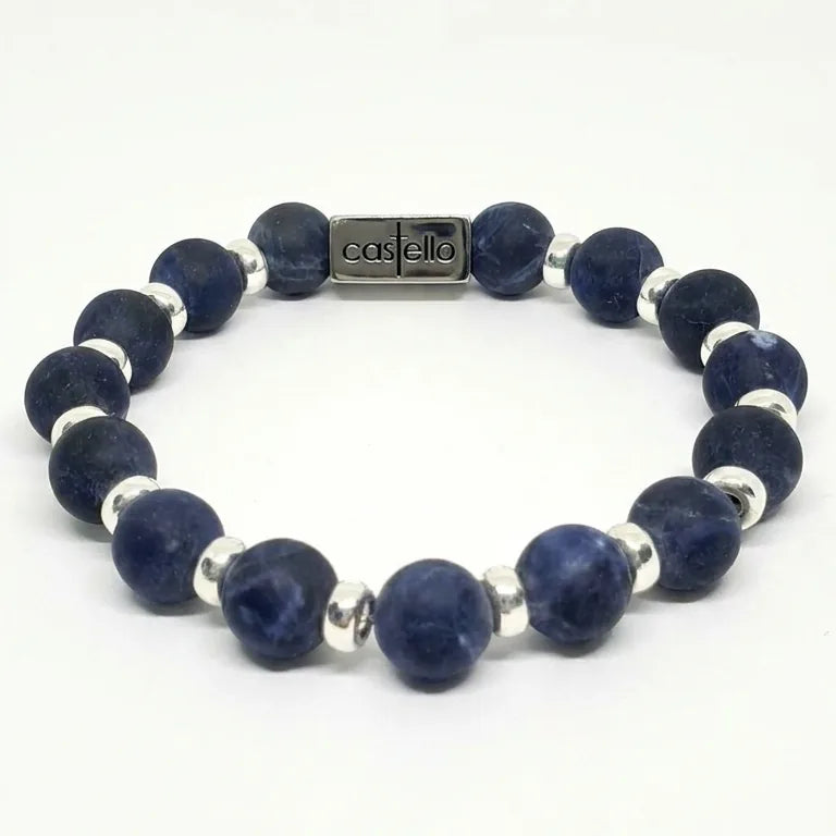 Classic Sodalite Sterling Silver Bracelet, 10mm | Castello Jewels