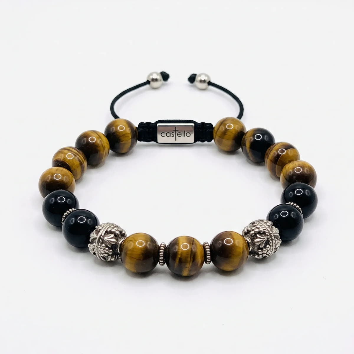 Polished Onyx & Tiger's Eye MyKing Beaded Bracelet · 10mm