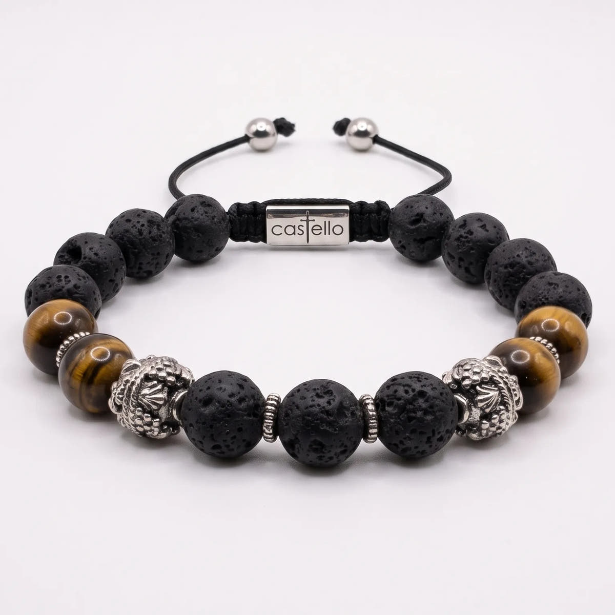 Lava & Matte Tiger's Eye MyKing Beaded Bracelet · 10mm