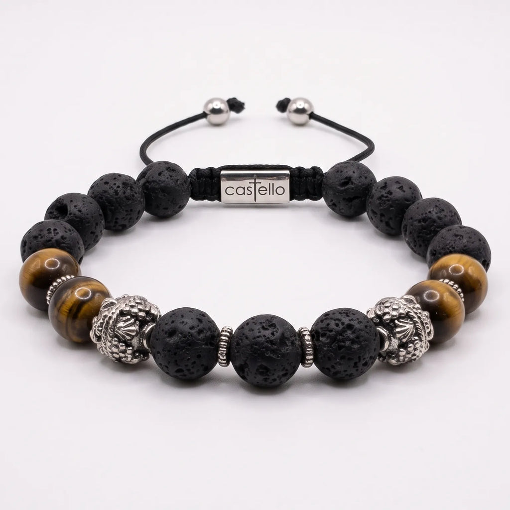 Lava & Matte Tiger's Eye MyKing Beaded Bracelet · 10mm