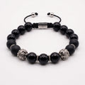 MyKing Polished & Matte Onyx Sterling Silver Bracelet, 10mm | Castello Jewels
