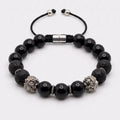 MyKing Polished Onyx & Lava Stone Sterling Silver Bracelet, 10mm | Castello Jewels
