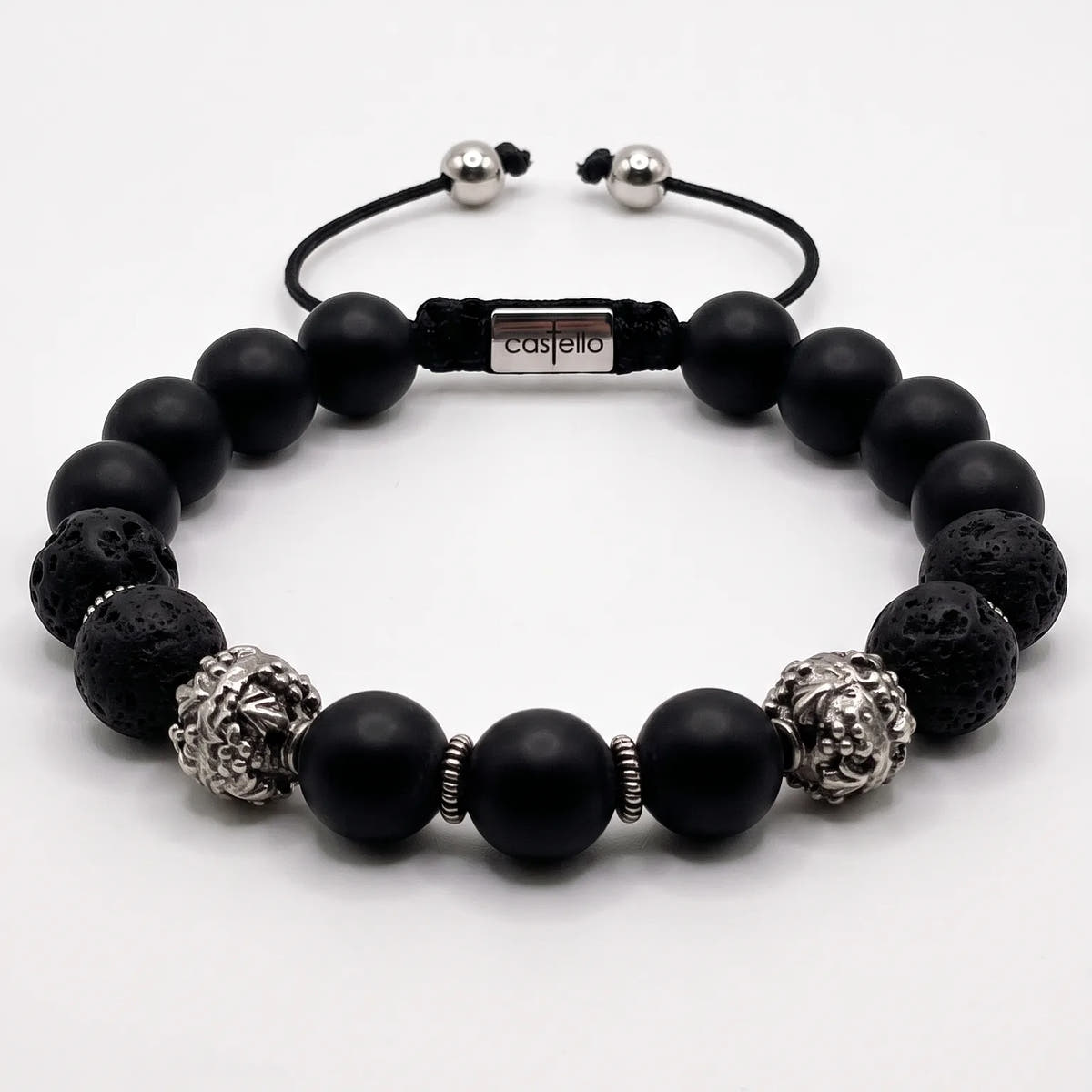 MyKing Lava & Matte Onyx Beaded Bracelet, 10mm | Castello Jewels