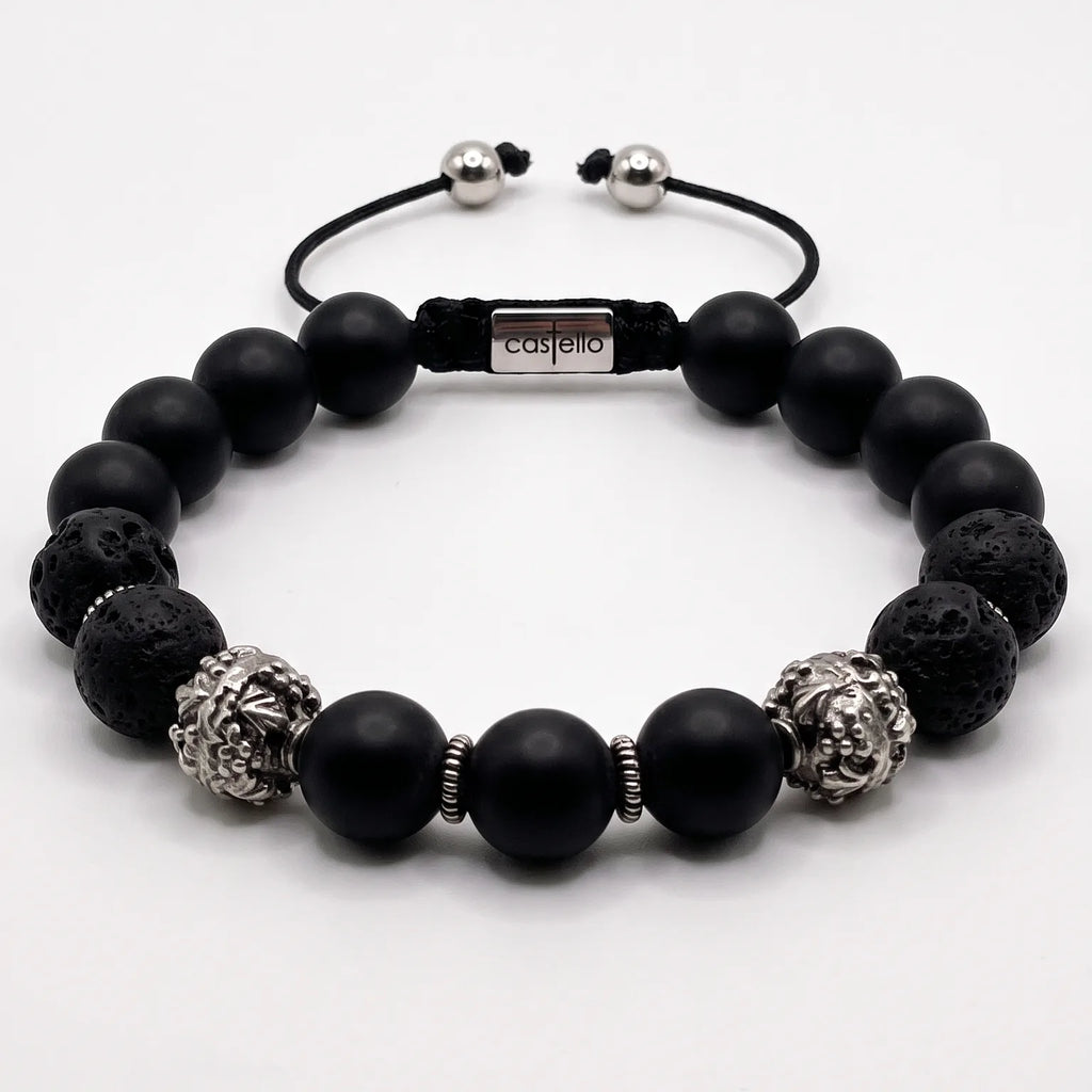 MyKing Lava & Matte Onyx Beaded Bracelet, 10mm | Castello Jewels