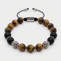 MyKing Matte Onyx & Tiger's Eye Men's Bracelet, Sterling Silver, 10mm | Castello Jewels