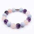 Amethyst, Rose Quartz & Aquamarine Gemstone Bracelet, 12mm | Castello Jewels
