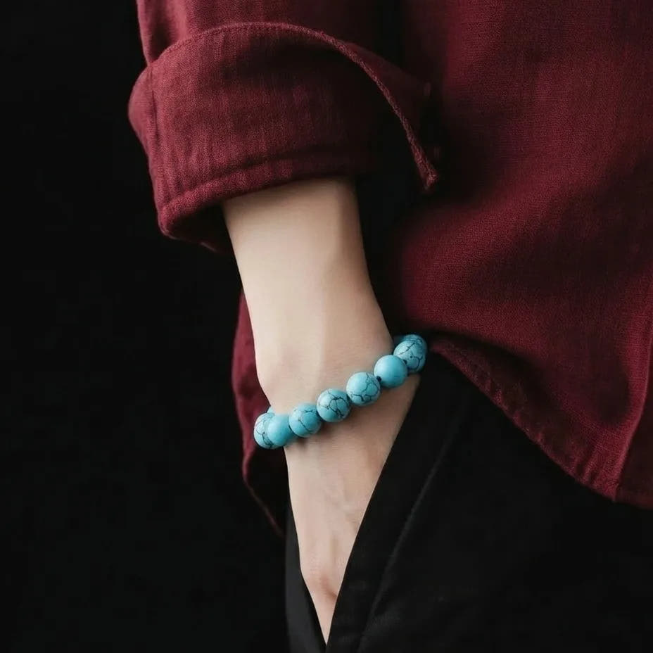 Turquoise Magnetic Bracelet, 12mm, view 2 | Castello Jewels
