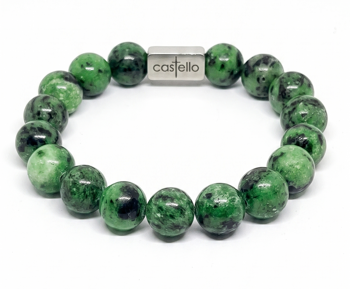 Ruby Zoisite Gemstone Bracelet, 12mm | Castello Jewels