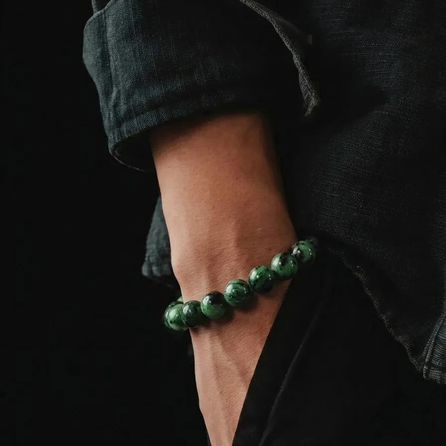 Ruby Zoisite Gemstone Bracelet, 12mm, view 2 | Castello Jewels
