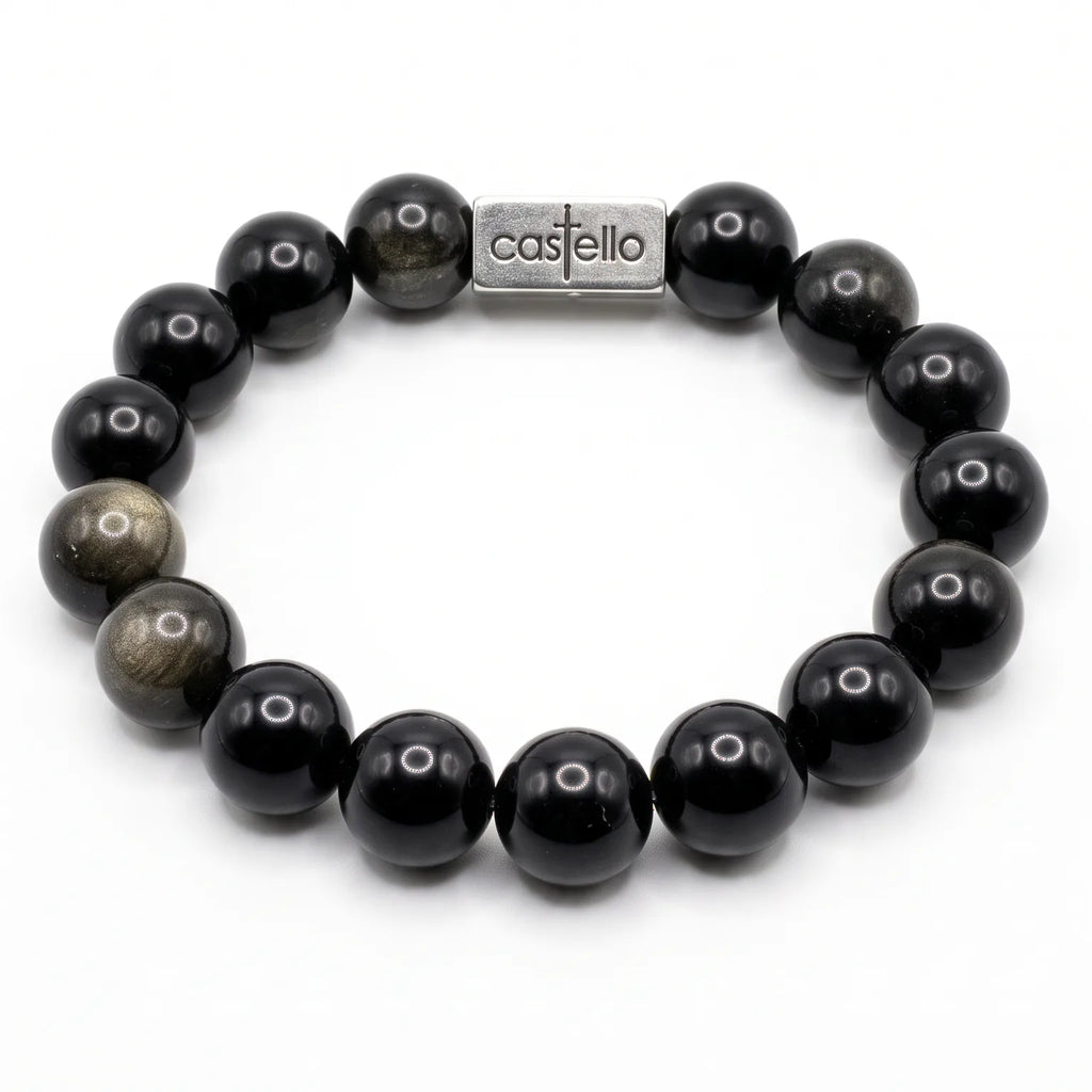 Polished Obsidian Stacking Bracelet · 12mm