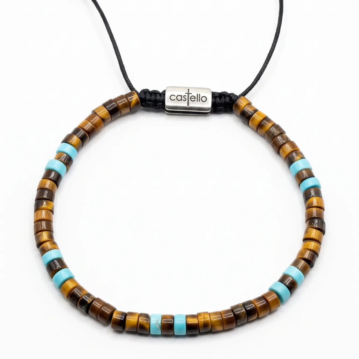 Tiger's Eye & Turquoise Tube Bracelet · 4mm