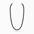 Polished Onyx Beaded Necklace, Sterling Silver · 4mm