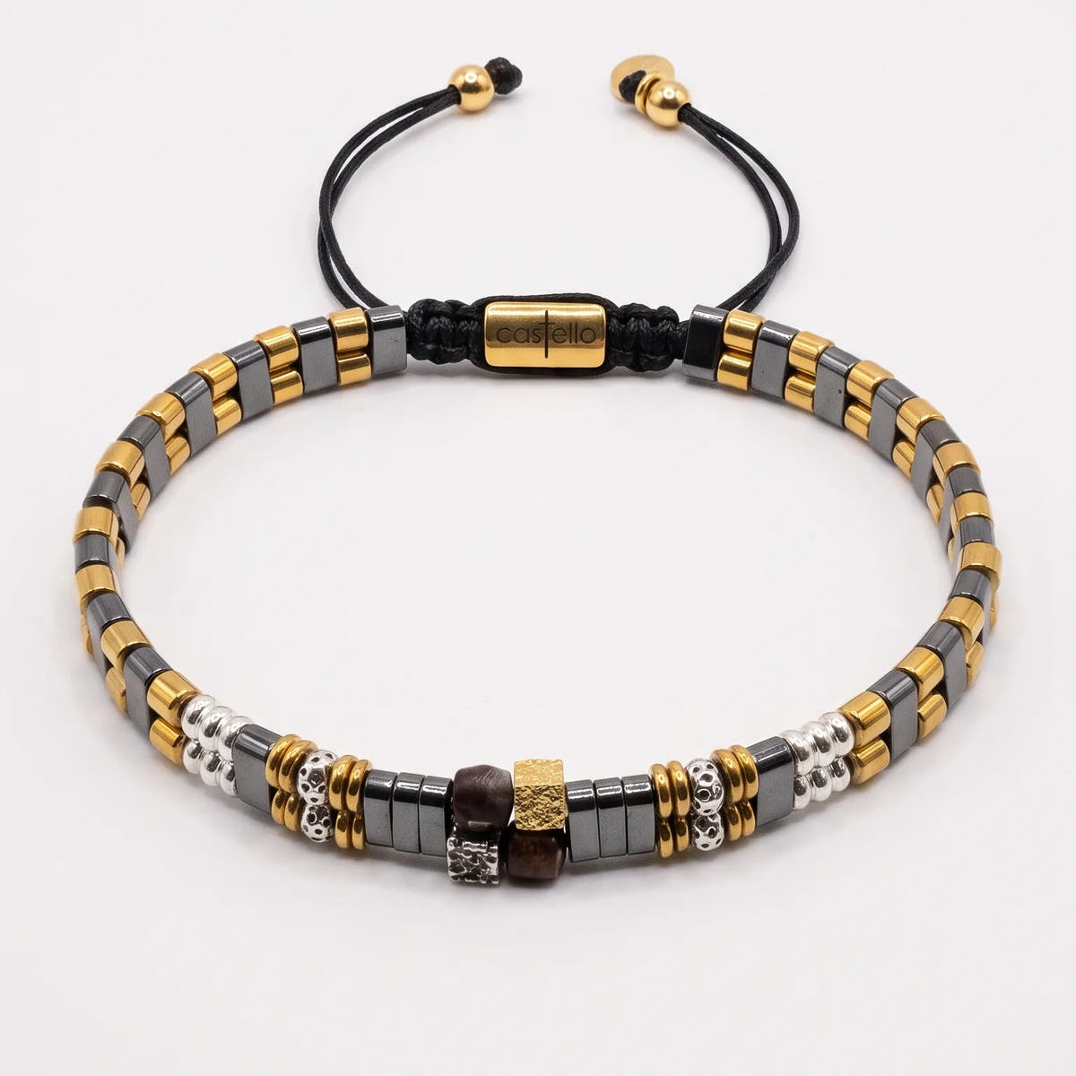 Hematite Ancient Bracelet, Gold-Plated · 4×7mm