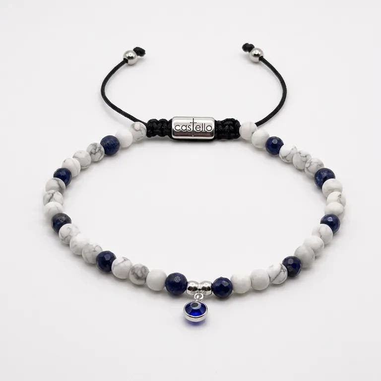 Howlite & Sodalite Evil Eye Bracelet · 4mm