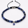 Sodalite Gemstone Bracelet, Evil Eye · 4mm