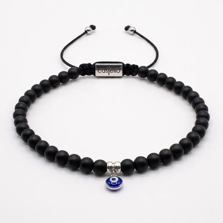 Matte Onyx Evil Eye Beaded Bracelet · 4mm