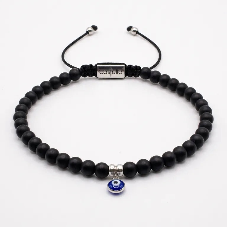 Matte Onyx Evil Eye Beaded Bracelet · 4mm