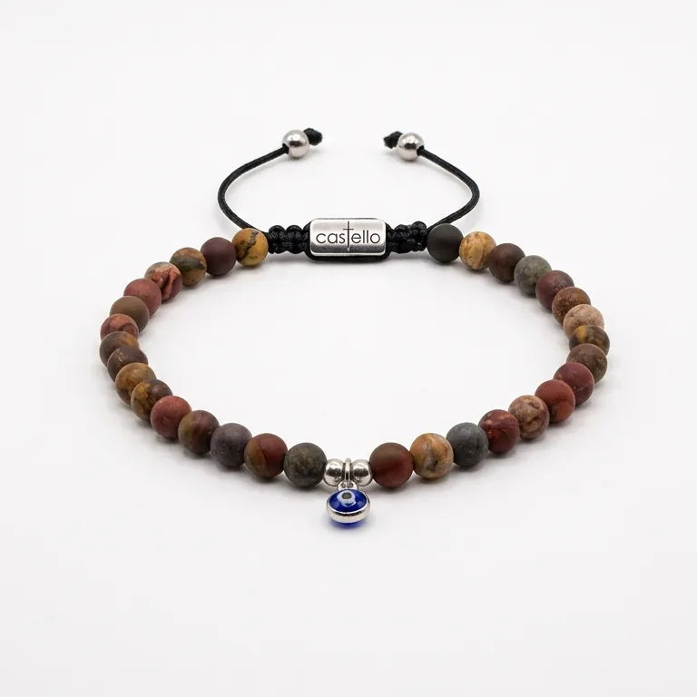 Picasso Jasper Evil Eye Bracelet, 4mm | Castello Jewels