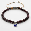 Garnet Evil Eye Sterling Silver Bracelet, 4mm | Castello Jewels