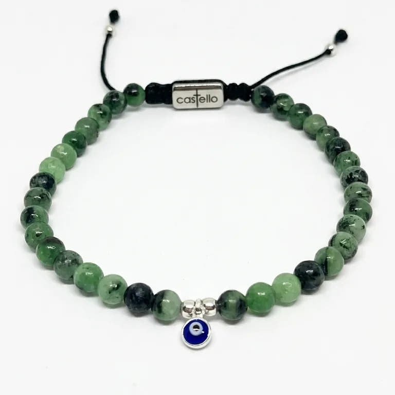 Turquoise Evil Eye Gemstone Bracelet · 4mm