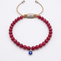 Dark Rhodonite Gemstone Bracelet, Evil Eye, 4mm | Castello Jewels