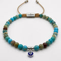 Jasper Turquoise Evil Eye Bracelet, Sterling Silver · 4mm