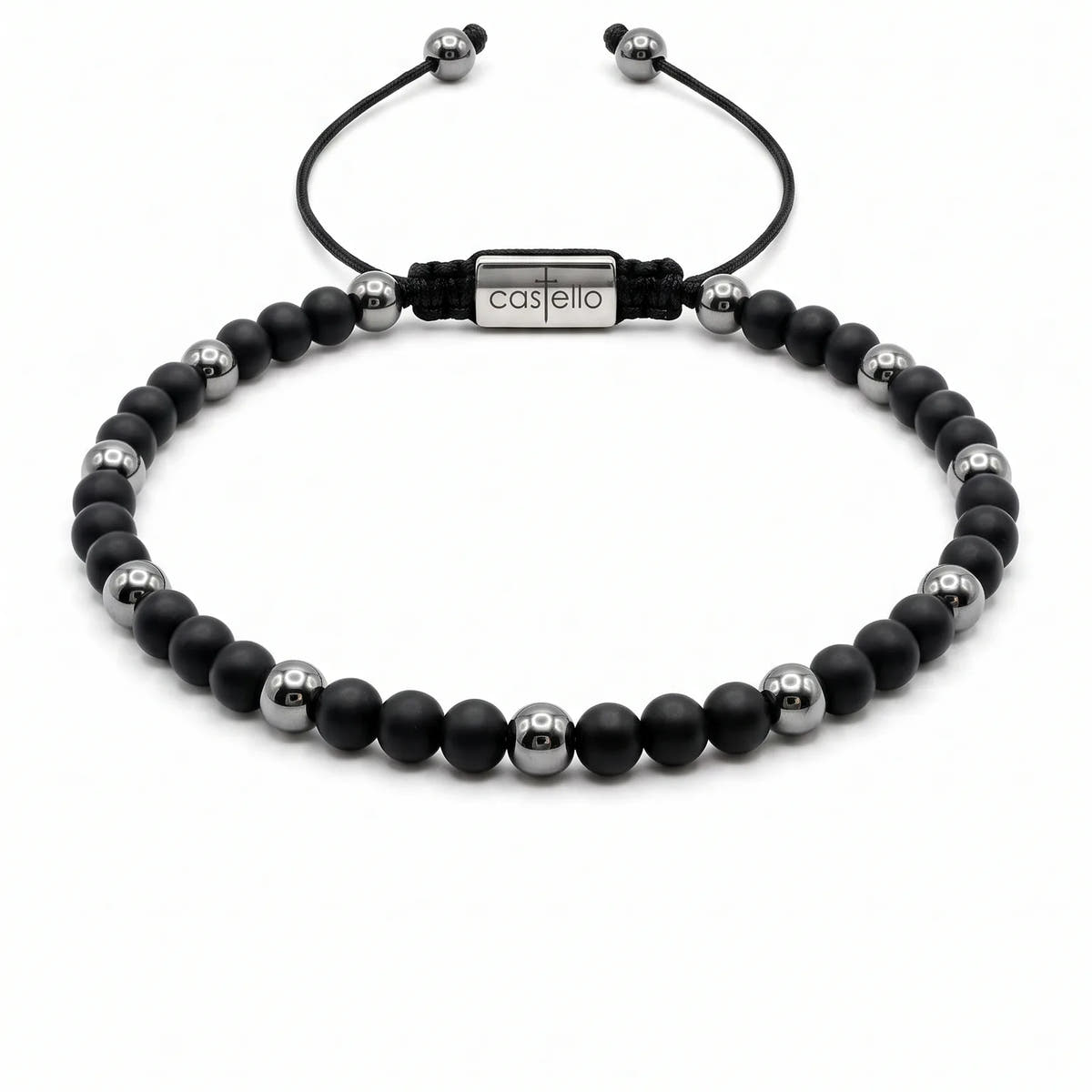Onyx & Hematite Beaded Bracelet, 4mm | Castello Jewels