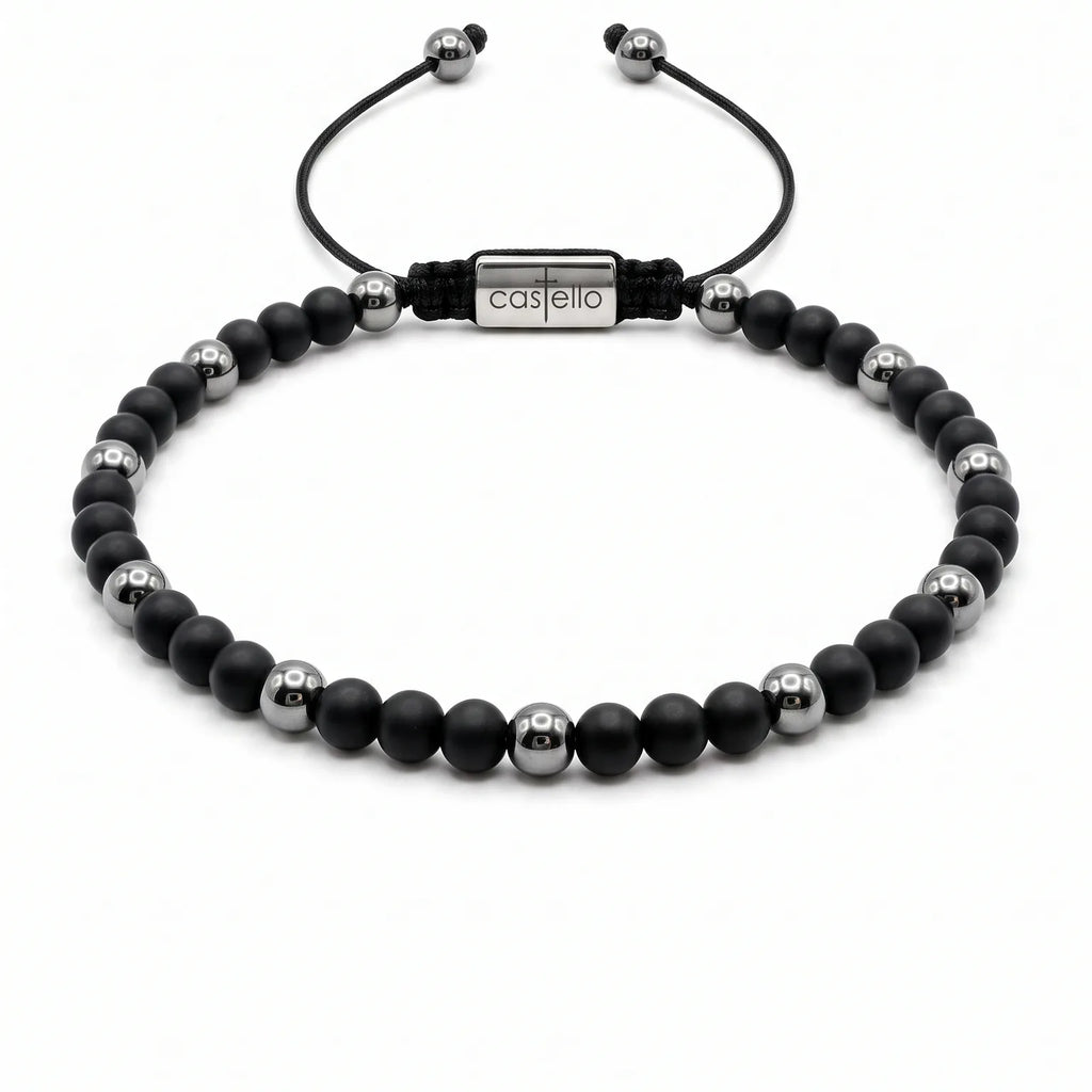 Onyx & Hematite Beaded Bracelet, 4mm | Castello Jewels