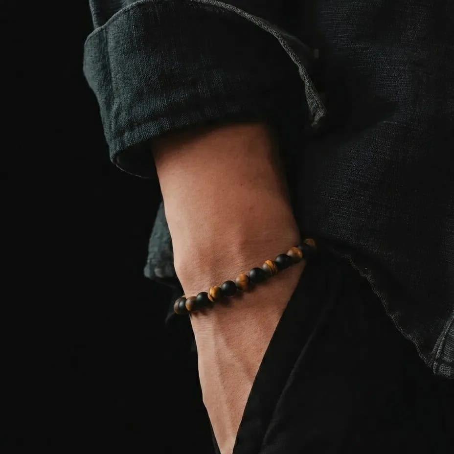Onyx & Tiger's Eye Bracelet, 4mm, view 2 | Castello Jewels