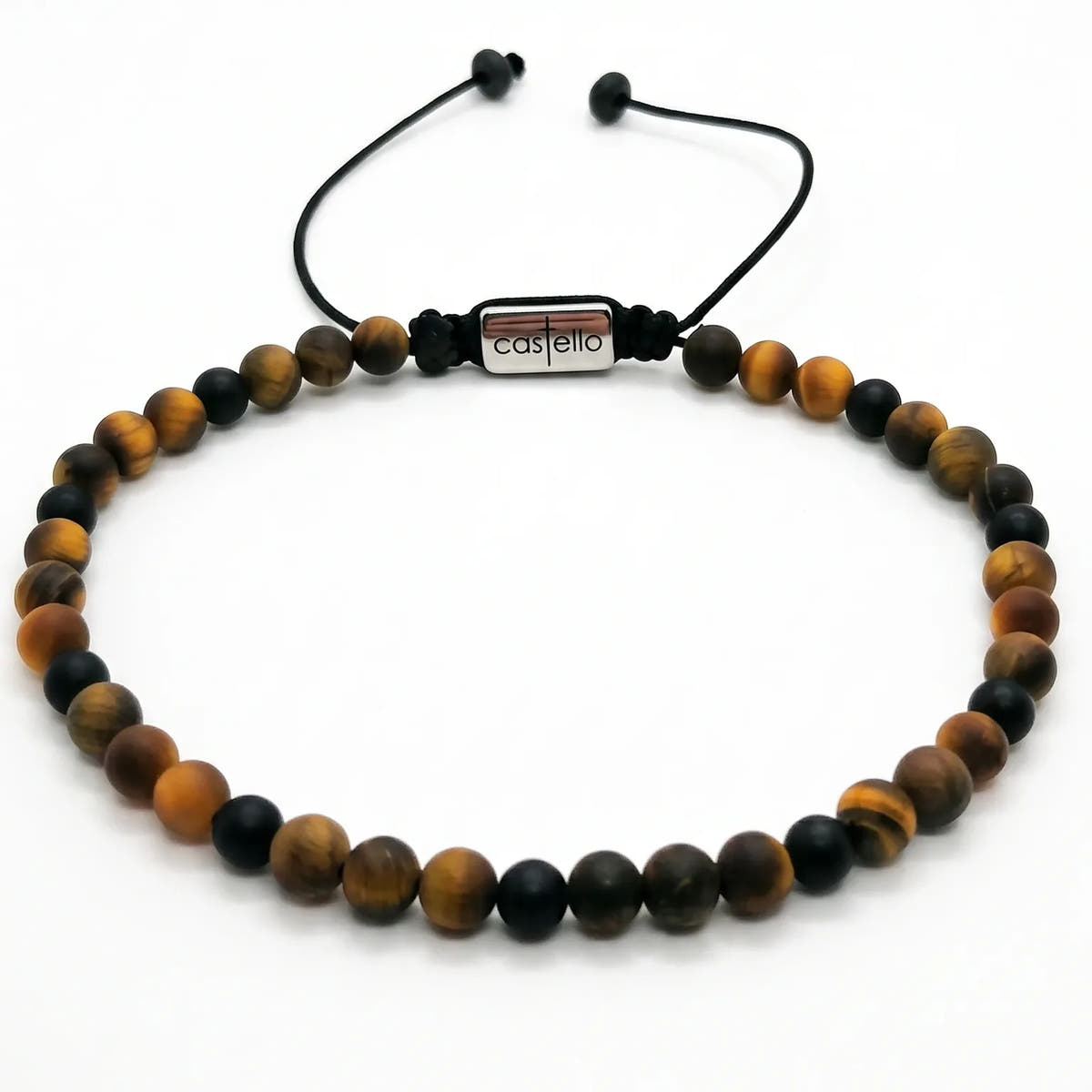 Matte Tiger's Eye & Onyx Bracelet, 4mm | Castello Jewels
